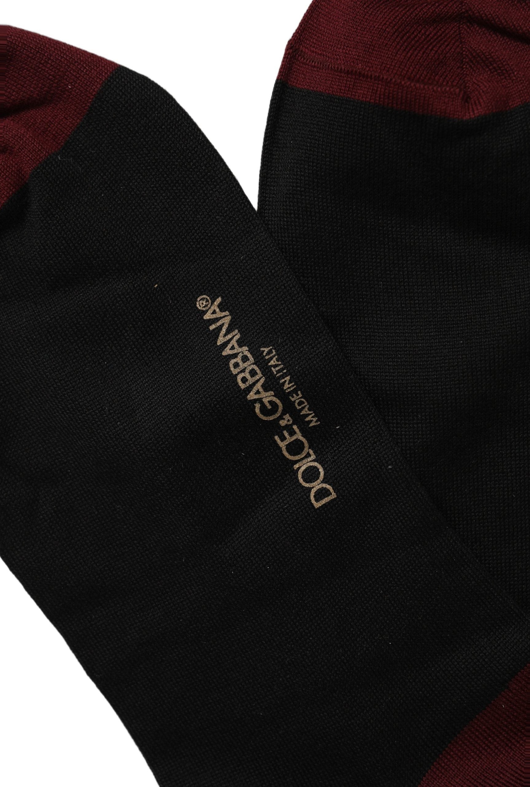 Dolce & Gabbana Dolce & Gabbana Men Burgundy Black Logo Mid Calf Accessory Men's Socks
