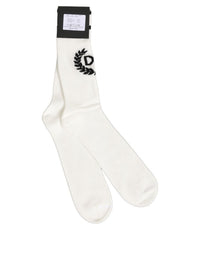 Dolce & Gabbana Dolce & Gabbana White Cotton DG Logo Mid Calf Accessory Men's Socks