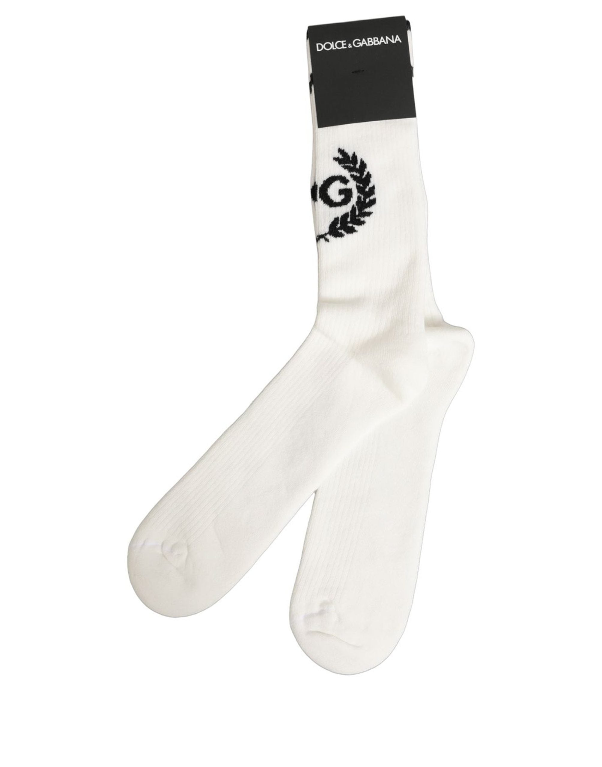 Dolce & Gabbana Dolce & Gabbana White Cotton DG Logo Mid Calf Accessory Men's Socks