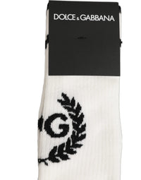 Dolce & Gabbana Dolce & Gabbana White Cotton DG Logo Mid Calf Accessory Men's Socks
