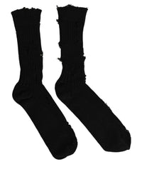 Dolce & Gabbana Dolce & Gabbana Black Cotton Distressed Mid Calf Accessory Men's Socks