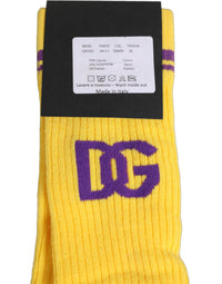 Dolce & Gabbana Dolce & Gabbana Men Yellow DG Logo Over Calf Accessory Men's Socks