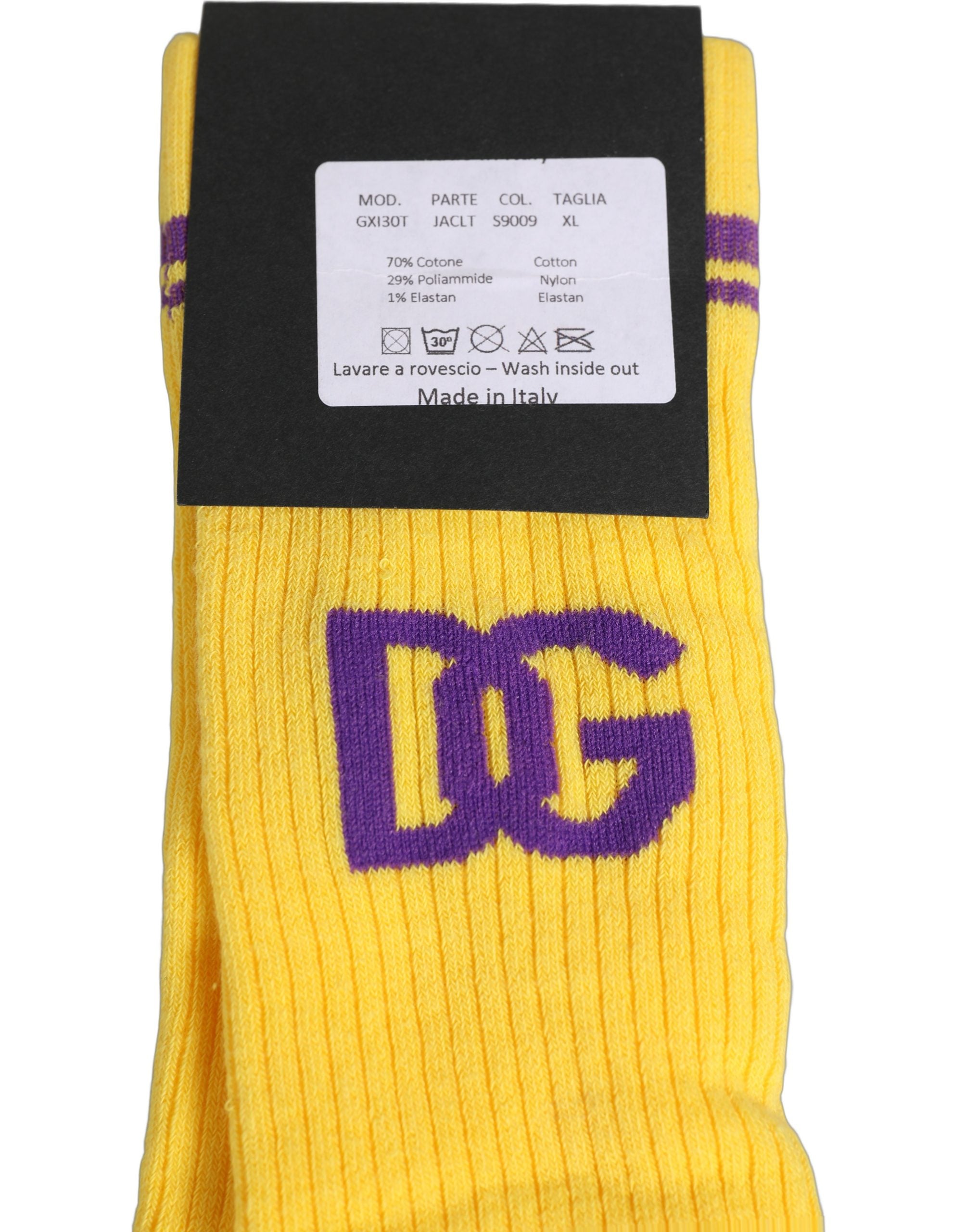 Dolce & Gabbana Dolce & Gabbana Men Yellow DG Logo Over Calf Accessory Men's Socks