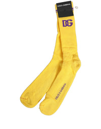 Dolce & Gabbana Dolce & Gabbana Men Yellow DG Logo Over Calf Accessory Men's Socks