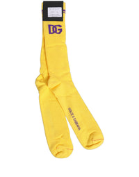 Dolce & Gabbana Dolce & Gabbana Men Yellow DG Logo Over Calf Accessory Men's Socks