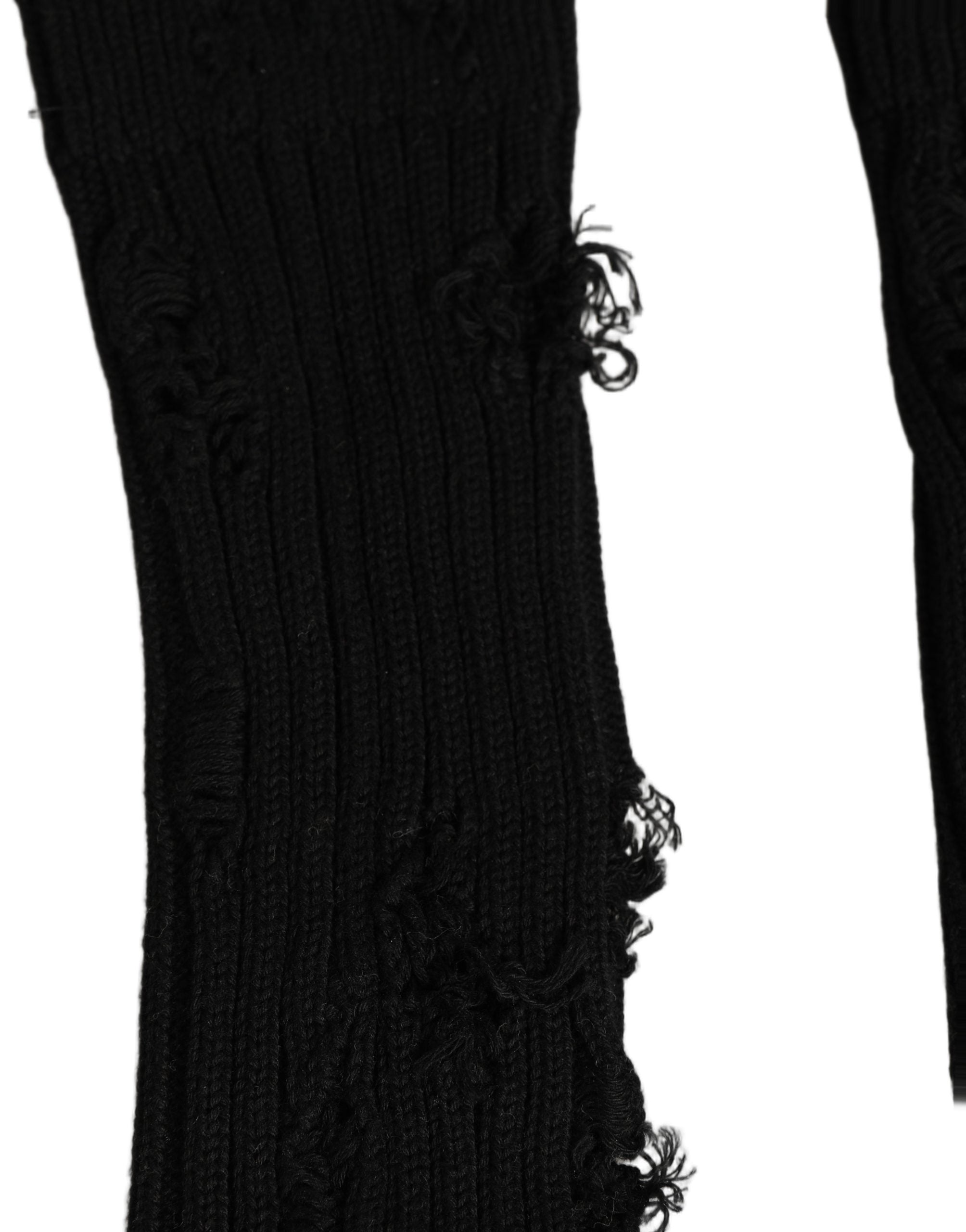 Dolce & Gabbana Dolce & Gabbana Black Cotton Distressed Mid Calf Accessory Men's Socks