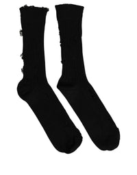 Dolce & Gabbana Dolce & Gabbana Black Cotton Distressed Mid Calf Accessory Men's Socks