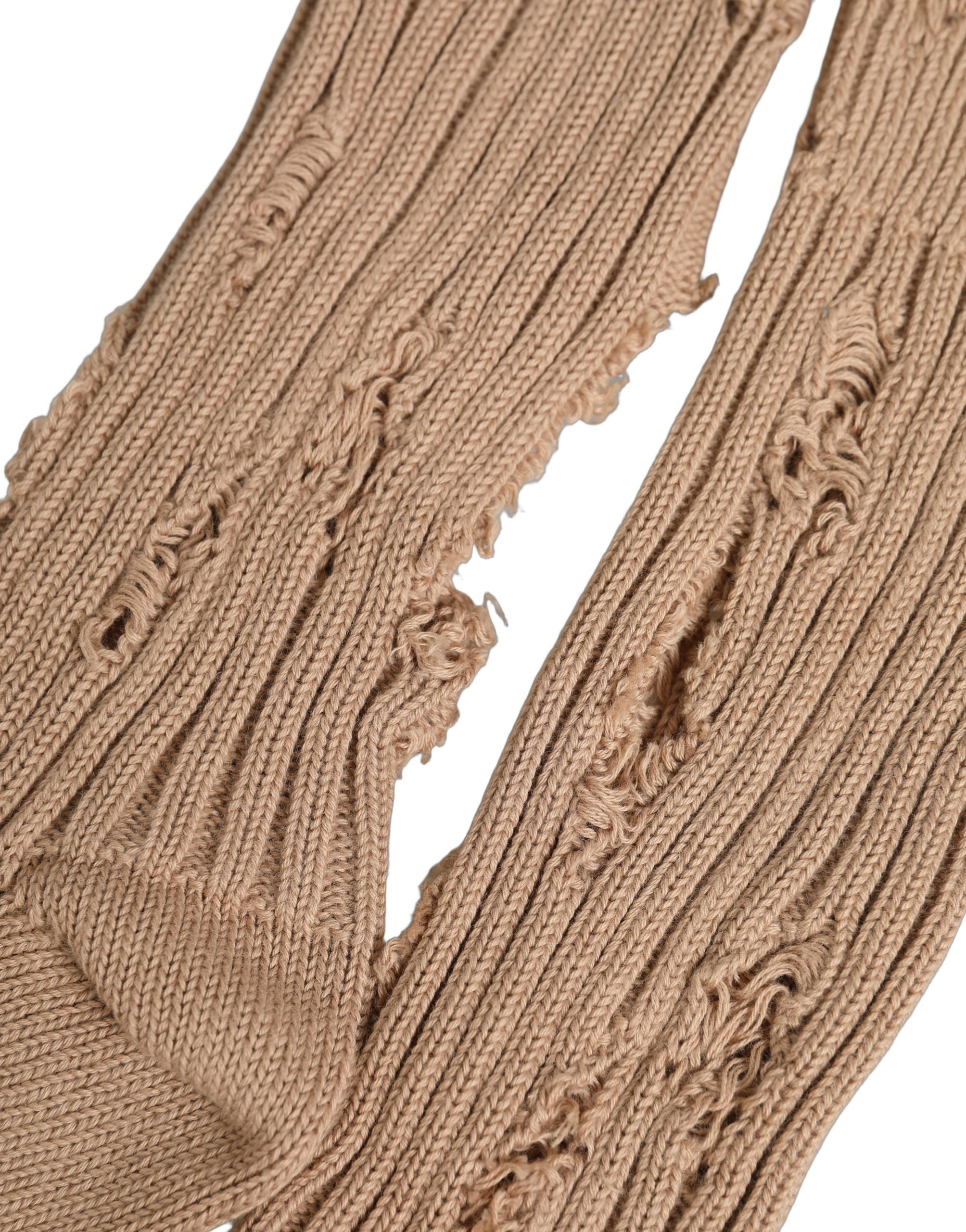Dolce & Gabbana Dolce & Gabbana Beige Cotton Distressed Mid Calf Accessory Men's Socks