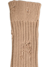 Dolce & Gabbana Dolce & Gabbana Beige Cotton Distressed Mid Calf Accessory Men's Socks