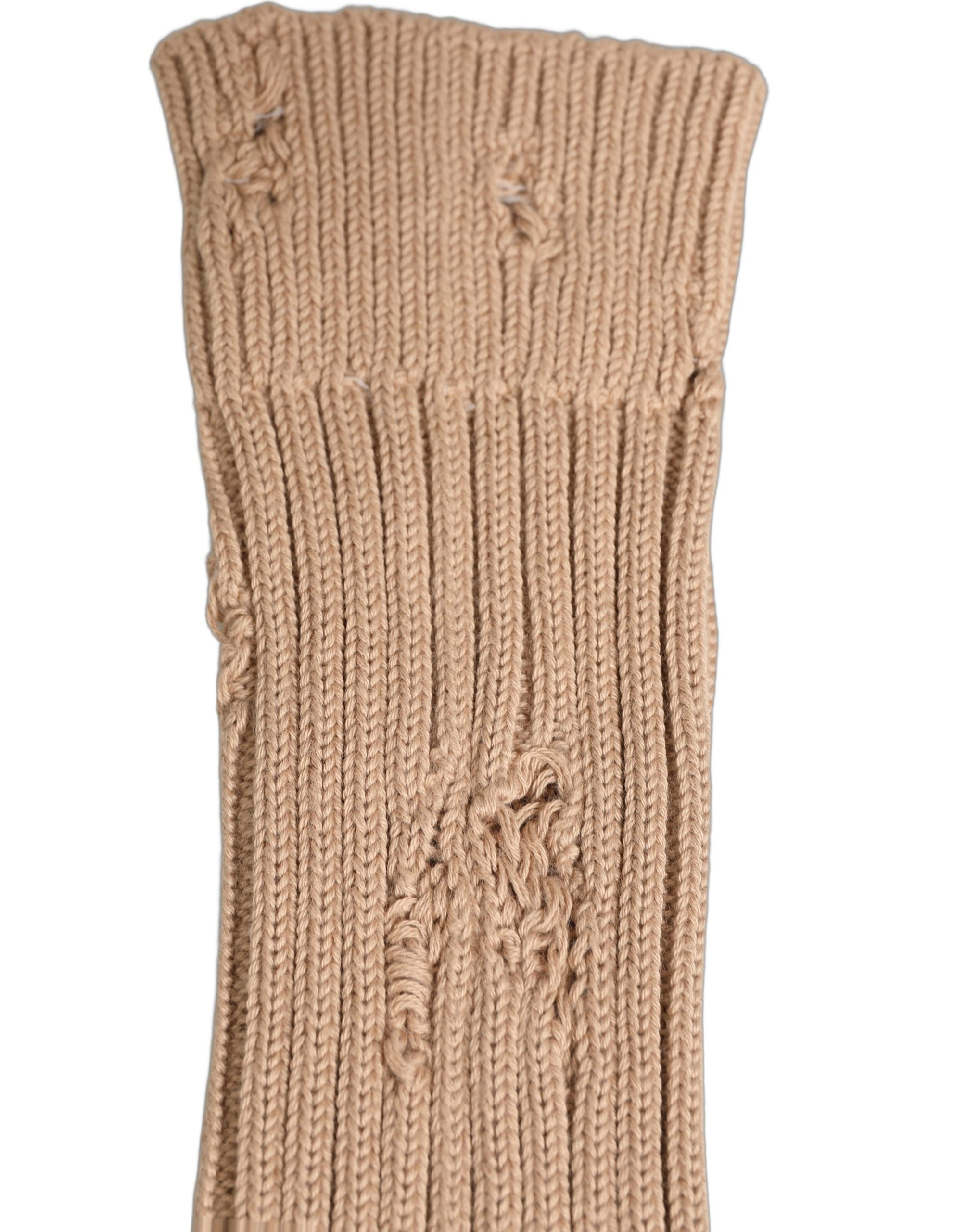 Dolce & Gabbana Dolce & Gabbana Beige Cotton Distressed Mid Calf Accessory Men's Socks