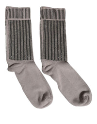 Dolce & Gabbana Dolce & Gabbana Gray Sequin Cotton Knit Mid Calf Accessory Men's Socks