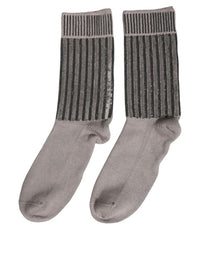 Dolce & Gabbana Dolce & Gabbana Gray Sequin Cotton Knit Mid Calf Accessory Men's Socks