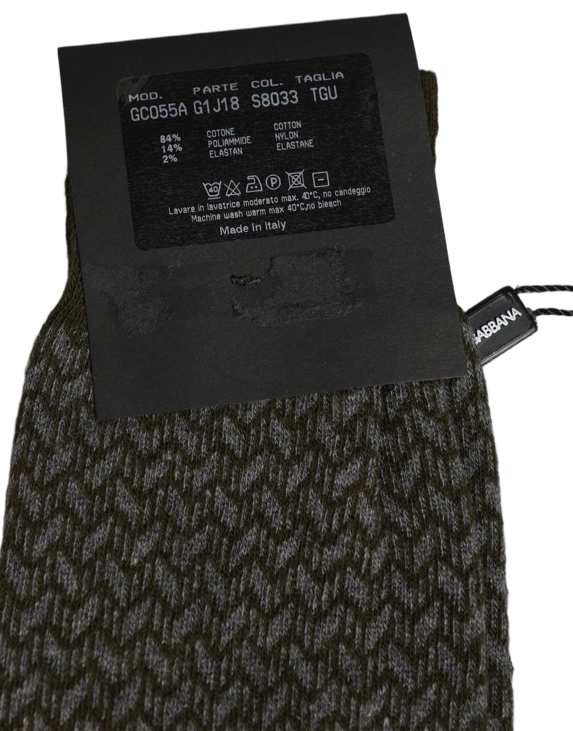 Dolce & Gabbana Dolce & Gabbana Dark Gray Cotton Knit Knee High Accessory Men's Socks