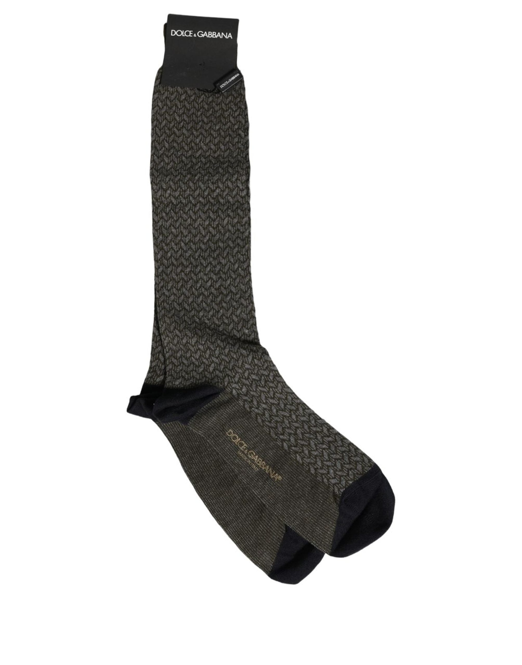 Dolce & Gabbana Dolce & Gabbana Dark Gray Cotton Knit Knee High Accessory Men's Socks