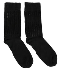Dolce & Gabbana Dolce & Gabbana Black Sequin Cotton Knit Mid Calf Accessory Men's Socks