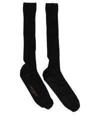 Dolce & Gabbana Men Black Viscose Logo Knee High Accessory Men's Socks