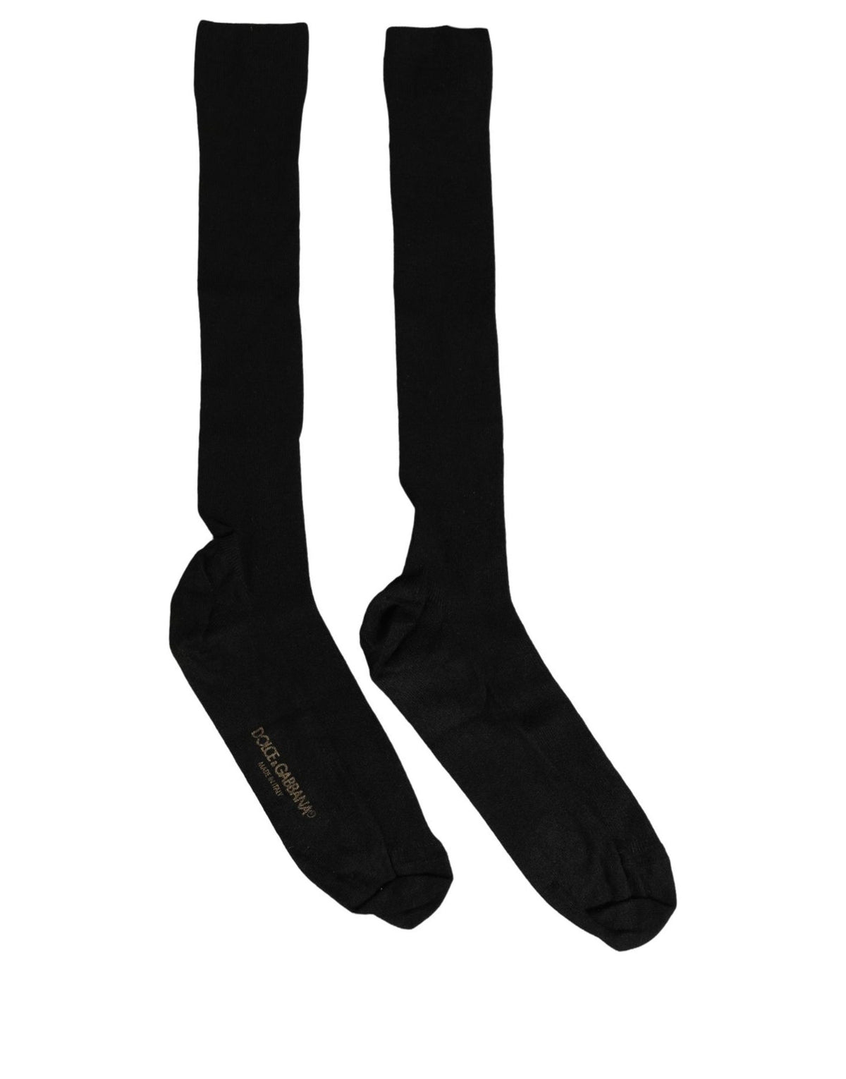 Dolce & Gabbana Men Black Viscose Logo Knee High Accessory Men's Socks