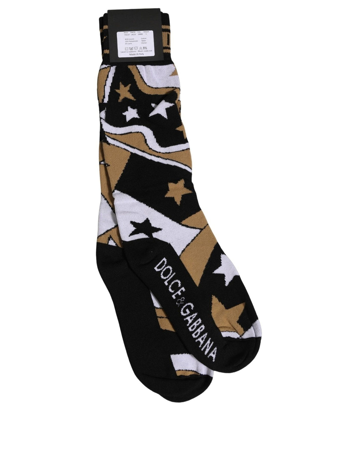 Dolce & Gabbana White Polka Dot Over The Calf Accessory Men's Socks