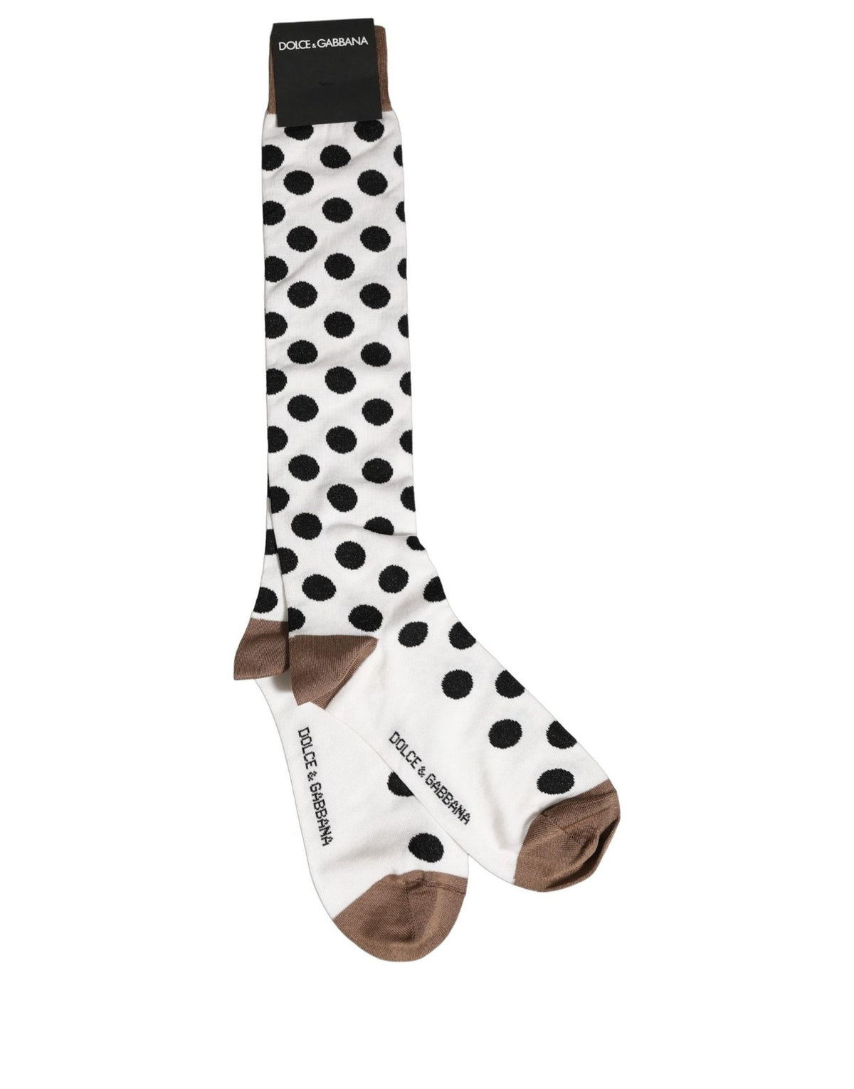 Dolce & Gabbana White Polka Dot Over The Calf Accessory Men's Socks