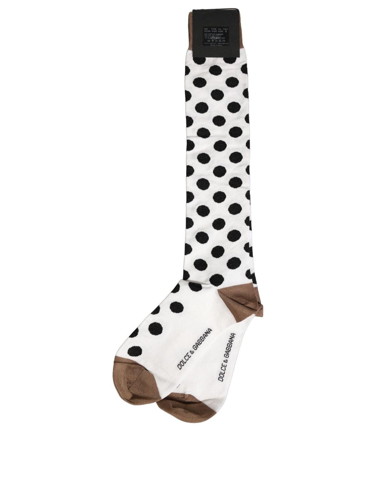 Dolce & Gabbana White Polka Dot Over The Calf Accessory Men's Socks