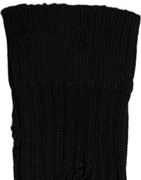 Dolce & Gabbana Men Black Cotton Distressed Mid Calf Accessory Men's Socks