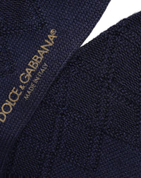 Dolce & Gabbana Dolce & Gabbana Navy Blue Wool Crest Logo Knee High Accessory Men's Socks
