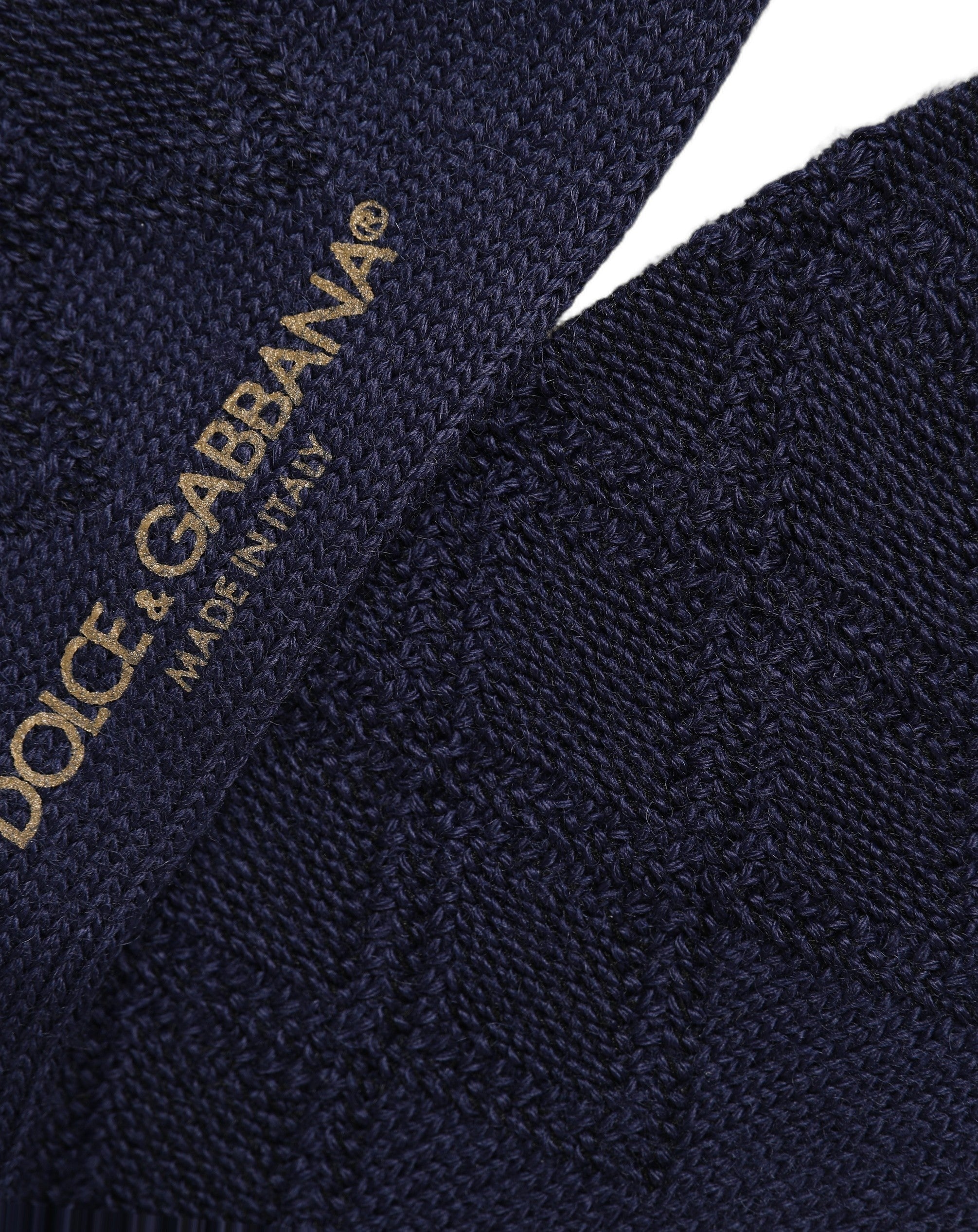Dolce & Gabbana Dolce & Gabbana Navy Blue Wool Crest Logo Knee High Accessory Men's Socks