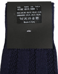Dolce & Gabbana Dolce & Gabbana Navy Blue Wool Crest Logo Knee High Accessory Men's Socks