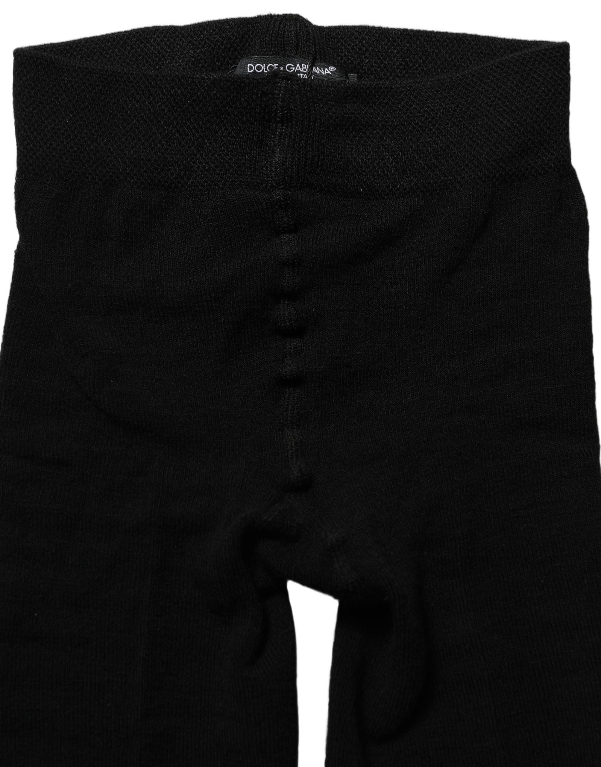 Dolce & Gabbana Dolce & Gabbana Black Wool Stretch Tights Stocking Accessory Men's Socks