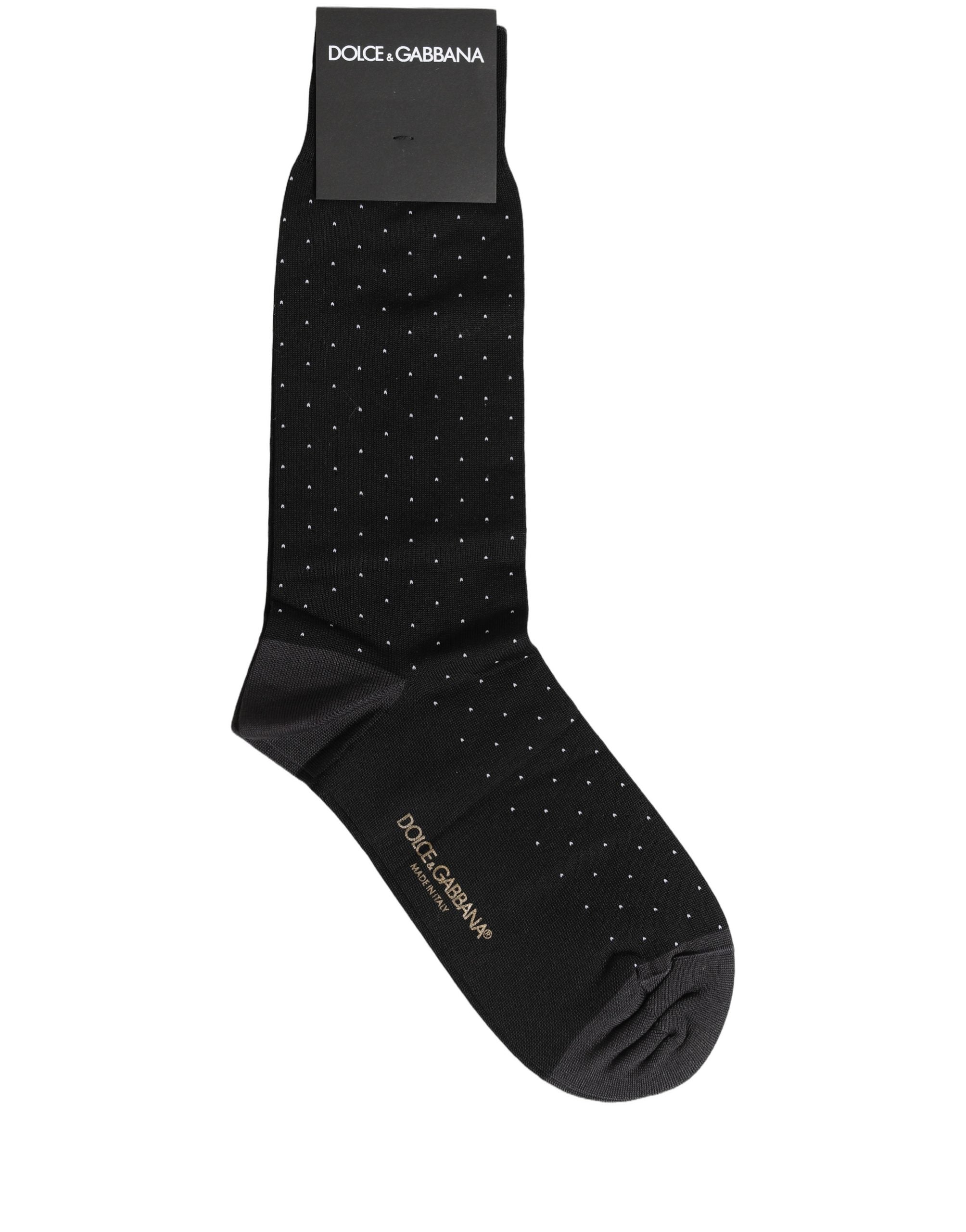 Dolce & Gabbana Dolce & Gabbana Men Black Cotton Polka Dot Mid Calf Accessory Men's Socks