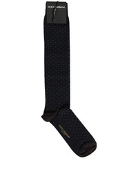 Dolce & Gabbana Dolce & Gabbana Men Black Cotton Polka Dot Over The Calf Men's Socks