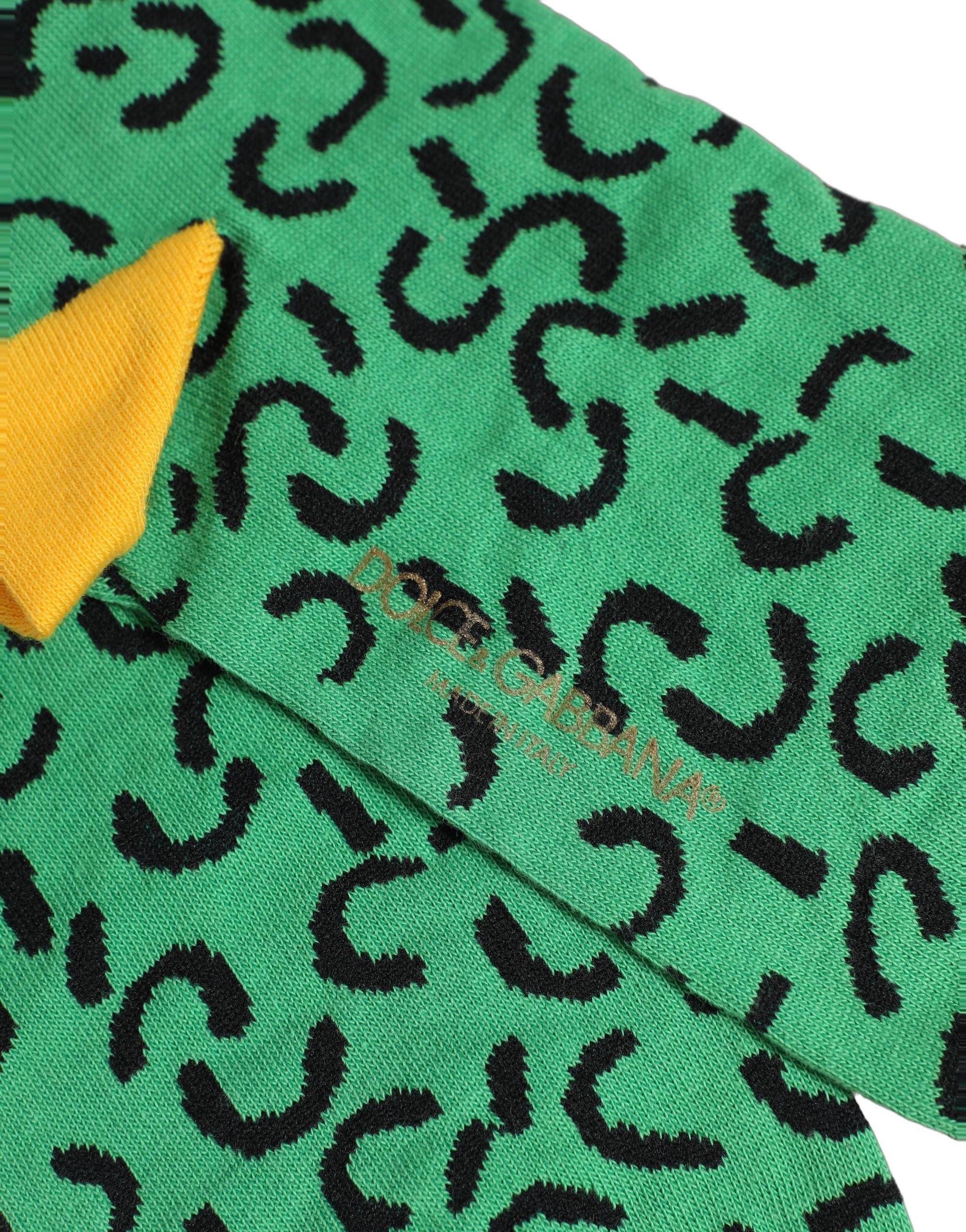 Dolce & Gabbana Dolce & Gabbana Men Green Cotton Abstract Mid Calf Accessory Men's Socks