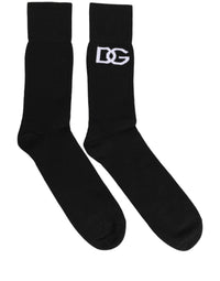 Dolce & Gabbana Dolce & Gabbana Men Black Cotton DG Logo Mid Calf Accessory Men's Socks