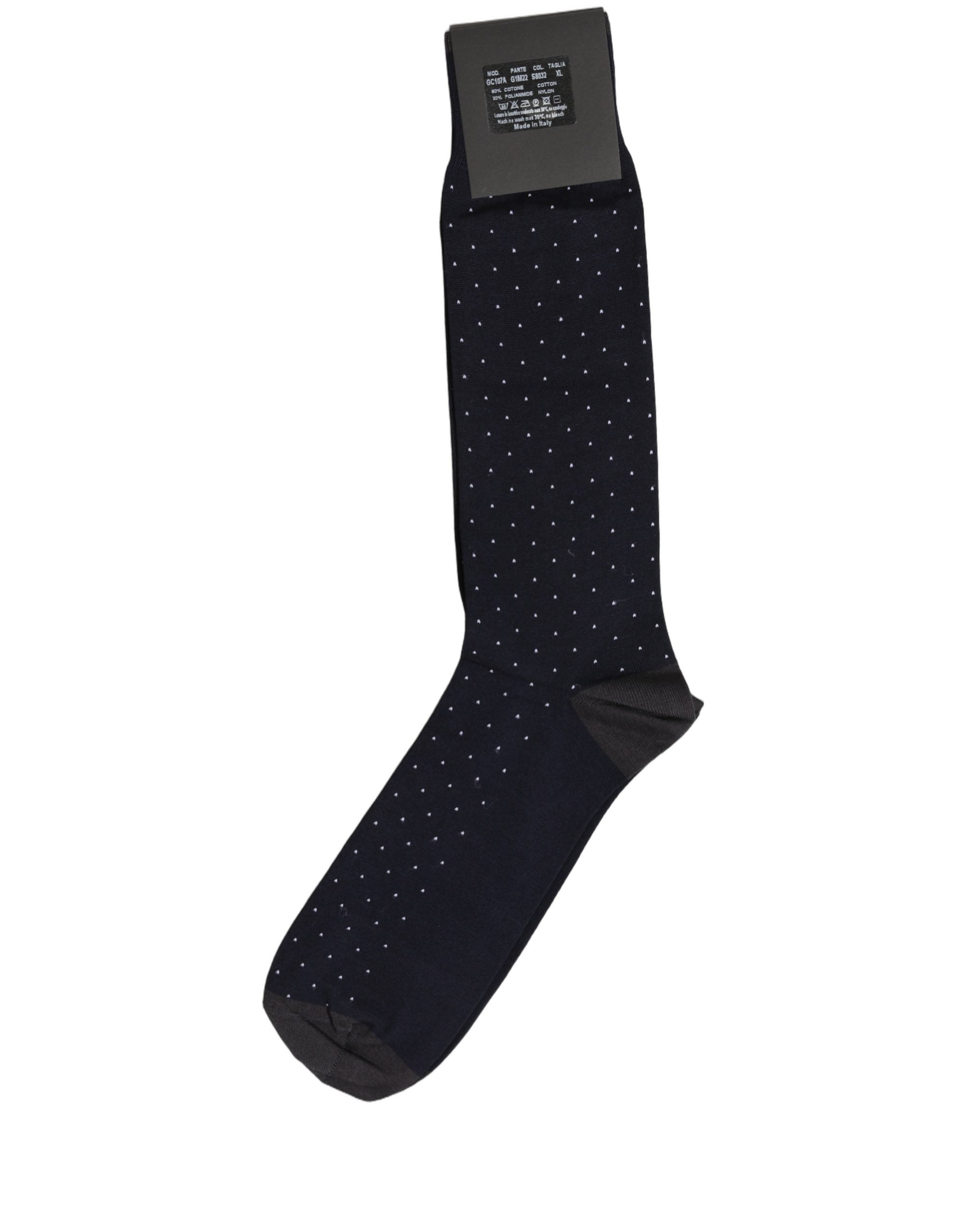 Dolce & Gabbana Dolce & Gabbana Men Black Cotton Polka Dot Mid Calf Accessory Men's Socks