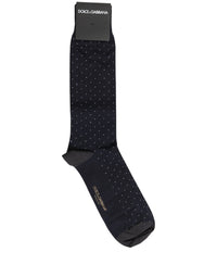 Dolce & Gabbana Dolce & Gabbana Men Black Cotton Polka Dot Mid Calf Accessory Men's Socks