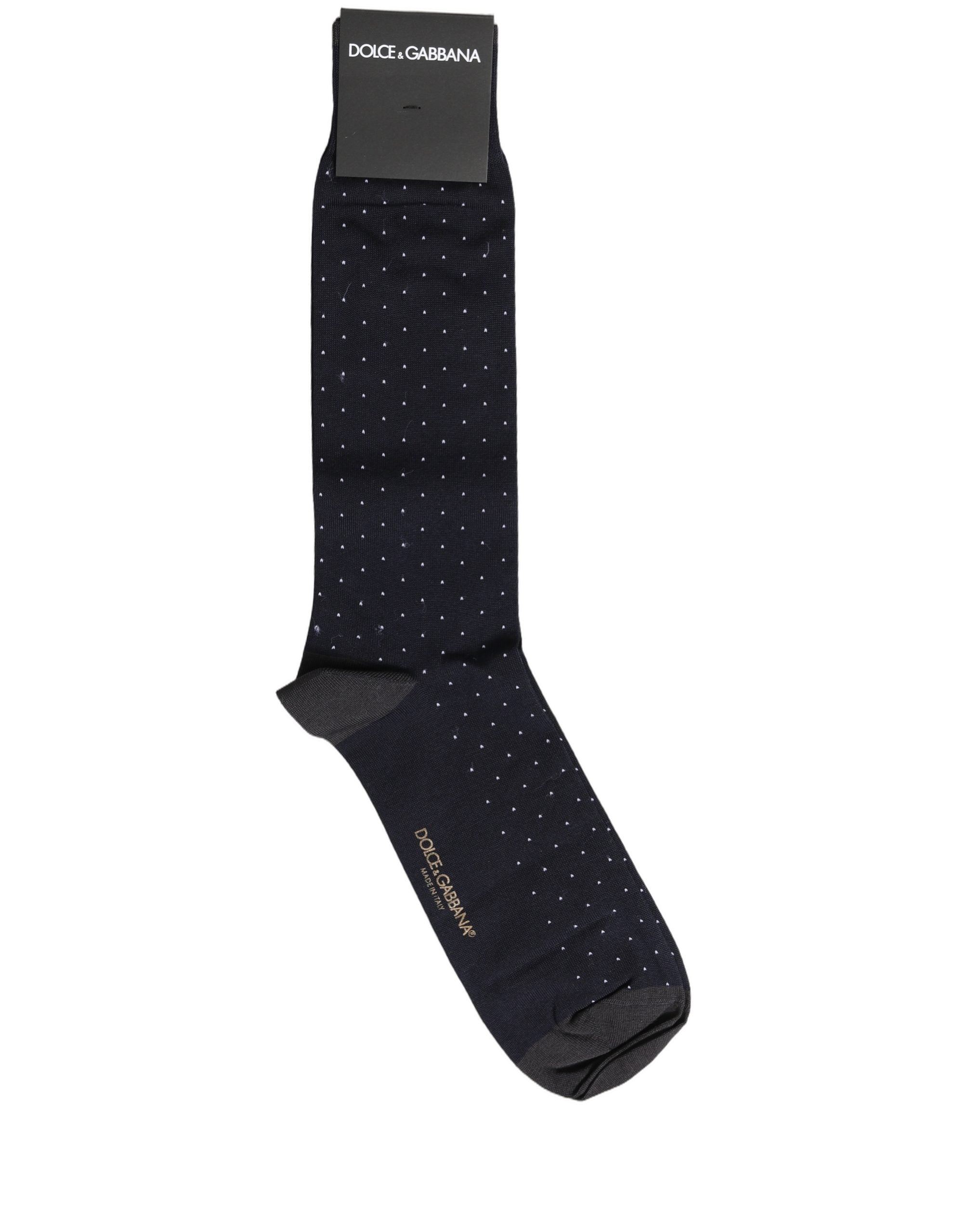 Dolce & Gabbana Dolce & Gabbana Men Black Cotton Polka Dot Mid Calf Accessory Men's Socks