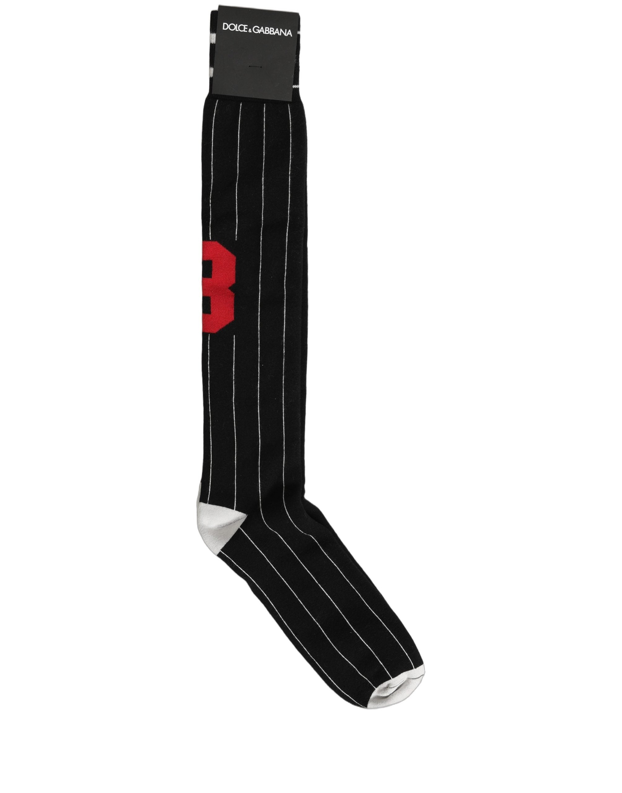 Dolce & Gabbana Dolce & Gabbana Men Black Pinstripe Logo Knee High Accessory Men's Socks