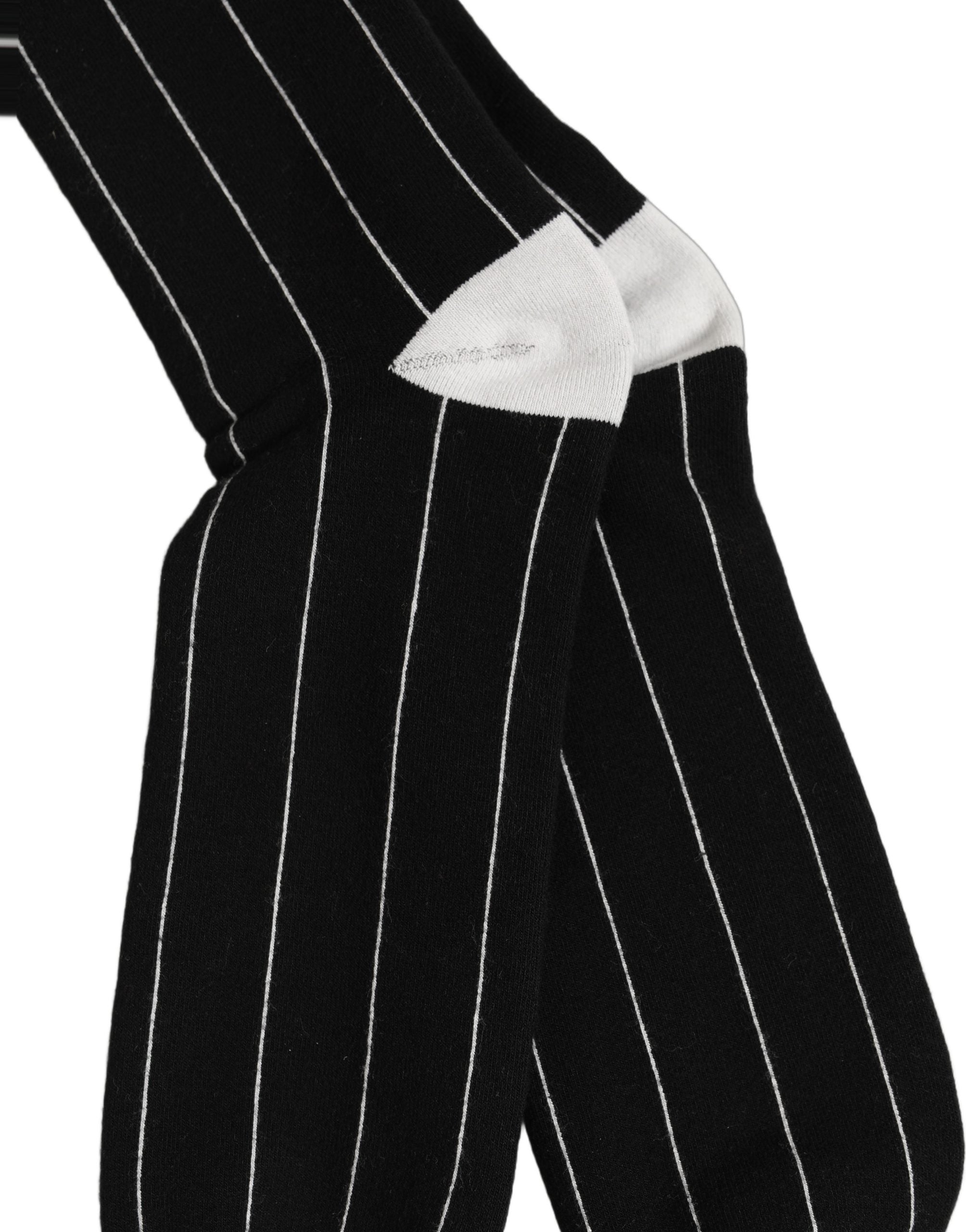 Dolce & Gabbana Dolce & Gabbana Men Black Pinstripe Logo Knee High Accessory Men's Socks