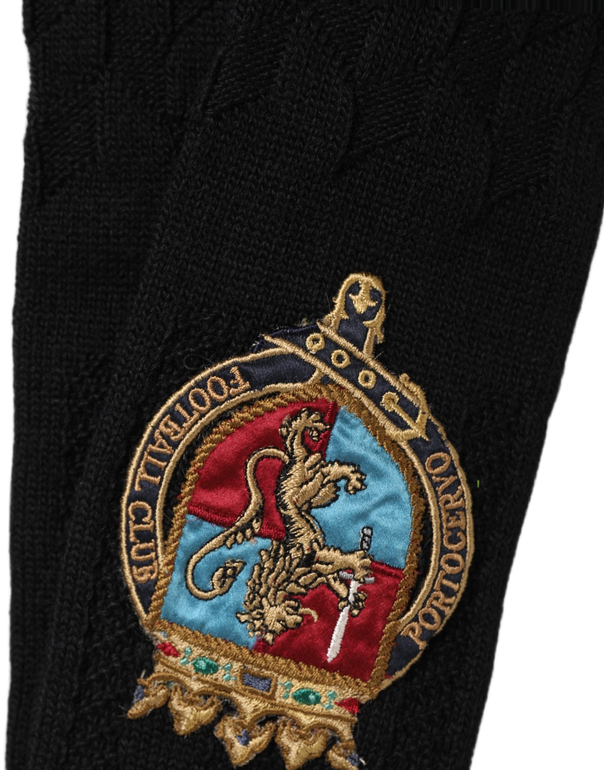 Dolce & Gabbana Dolce & Gabbana Men Black Wool Crest Logo Knee High Accessory Men's Socks