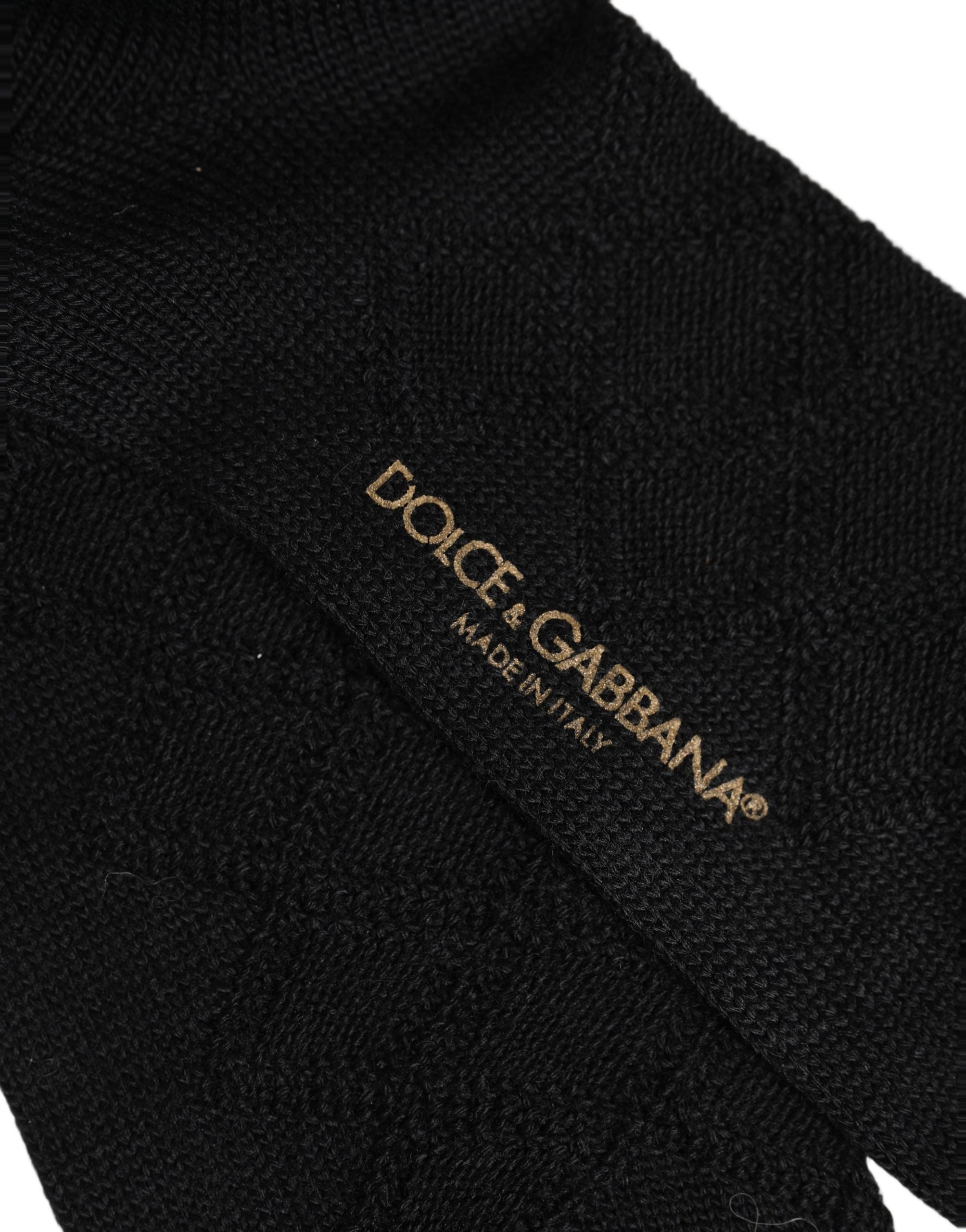 Dolce & Gabbana Dolce & Gabbana Men Black Wool Crest Logo Knee High Accessory Men's Socks