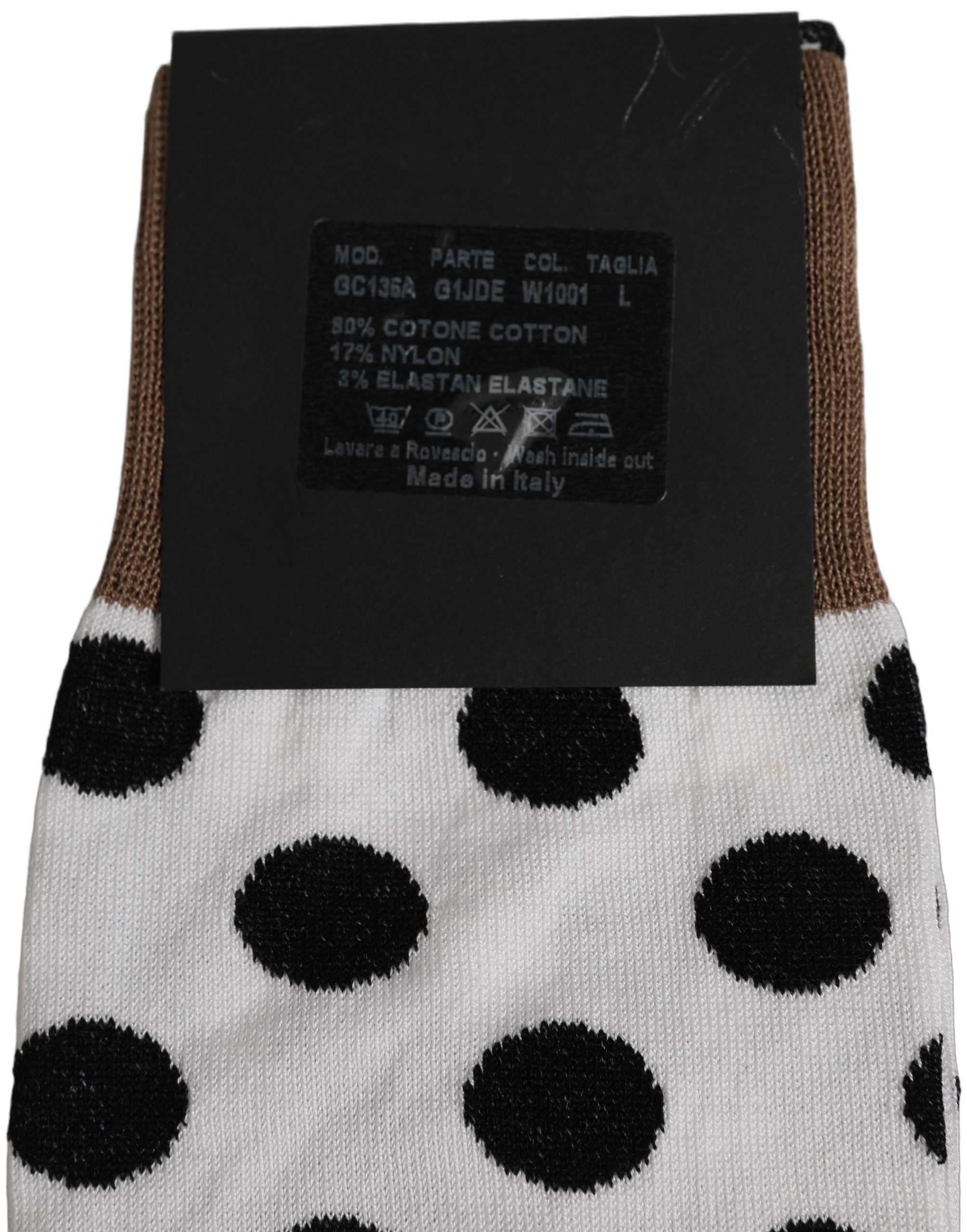 Dolce & Gabbana Dolce & Gabbana White Polka Dot Over The Calf Accessory Men's Socks