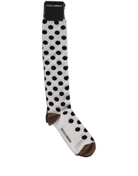 Dolce & Gabbana Dolce & Gabbana White Polka Dot Over The Calf Accessory Men's Socks