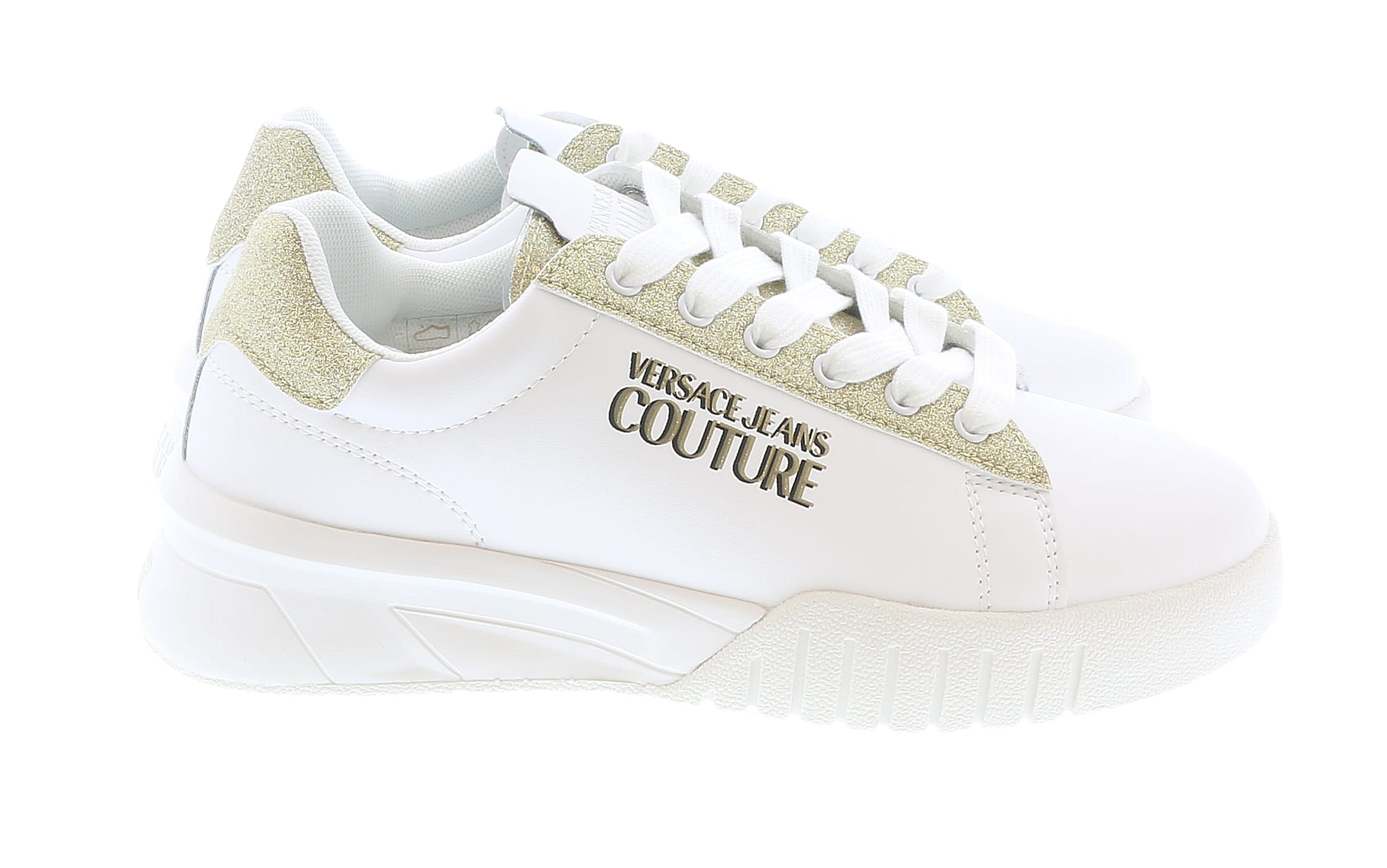 Versace Jeans Couture Low Top Signature Glitter White/Gold Sneakers-
