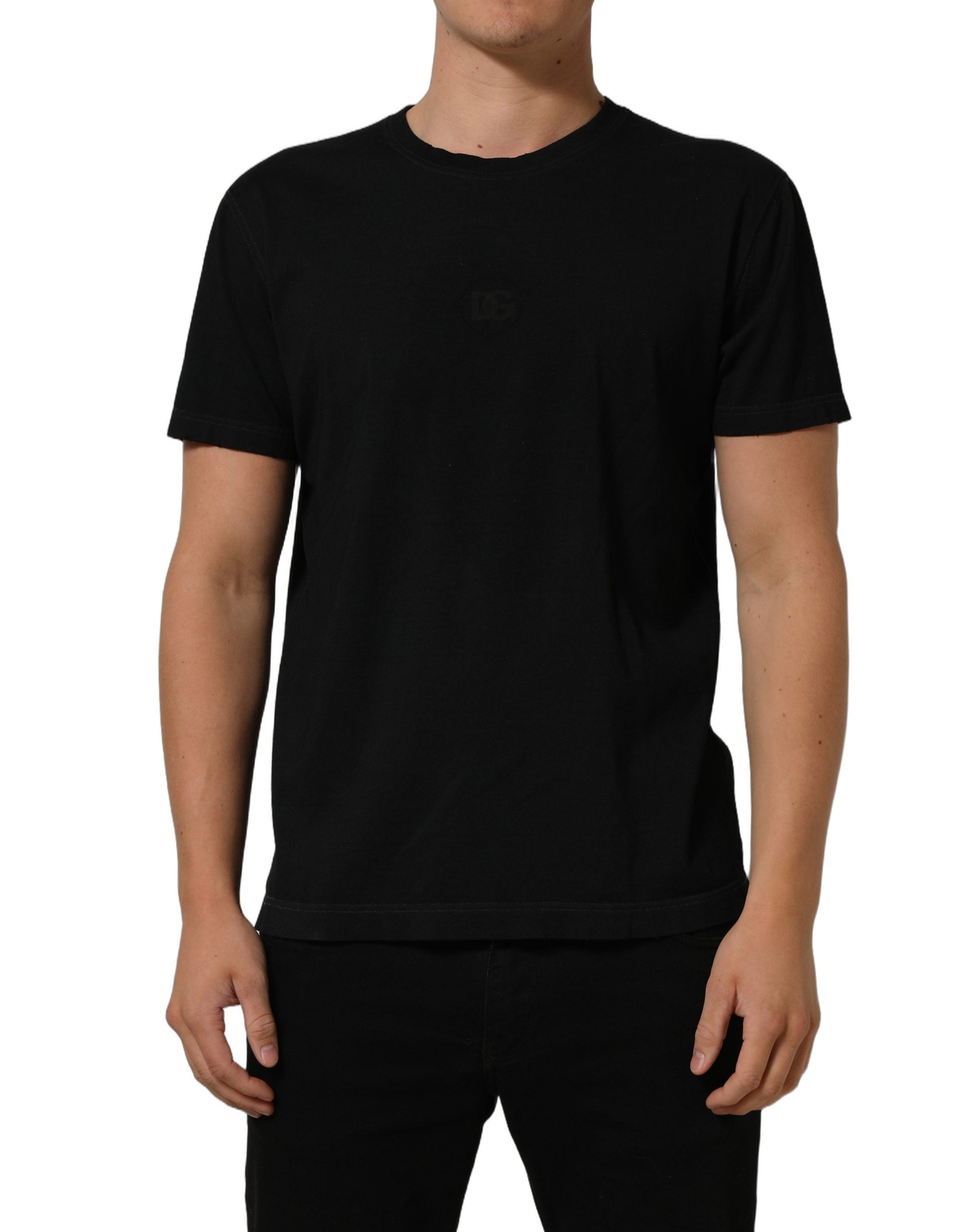 Dolce & Gabbana Dolce & Gabbana Black Cotton Short Sleeve Crew Neck Men's T-shirt