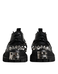 Dolce & Gabbana Black Studded Leather Hi-Trekking Derby Men Men's Shoes