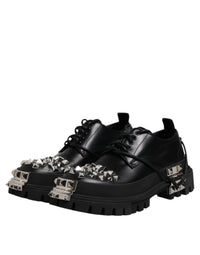 Dolce & Gabbana Black Studded Leather Hi-Trekking Derby Men Men's Shoes