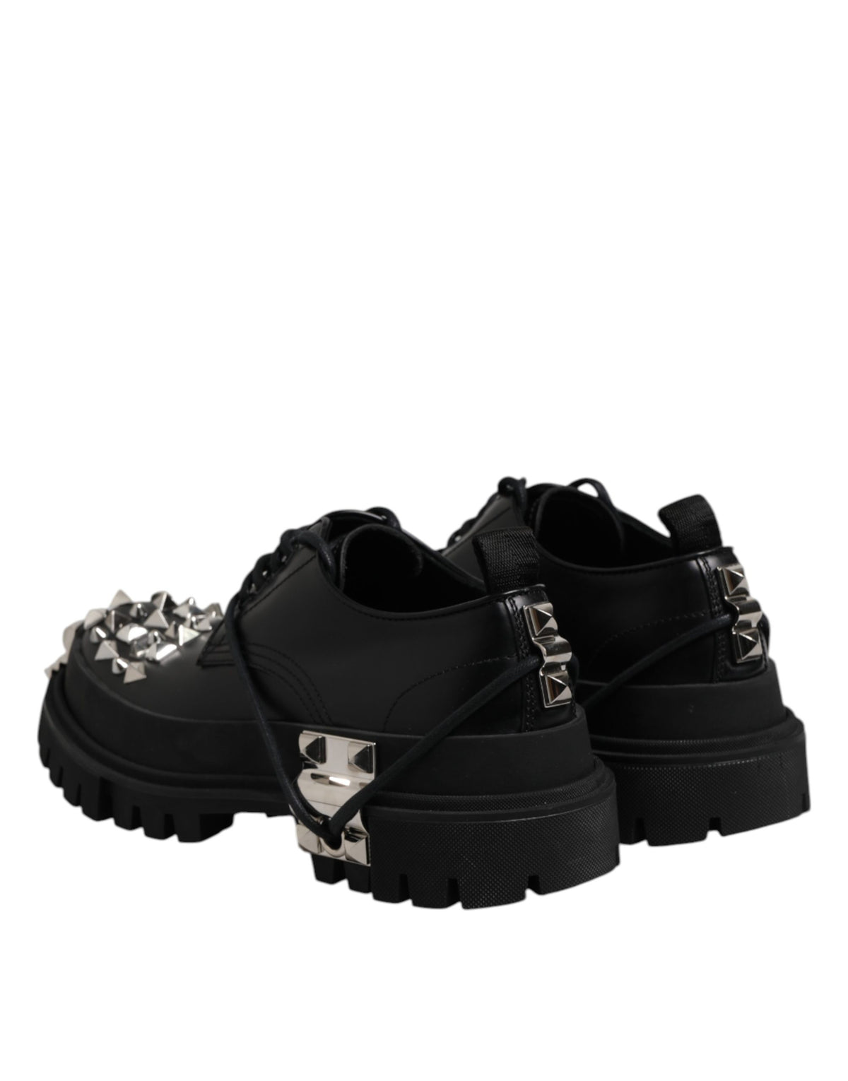 Dolce & Gabbana Black Studded Leather Hi-Trekking Derby Men Men's Shoes