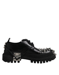 Dolce & Gabbana Black Studded Leather Hi-Trekking Derby Men Men's Shoes