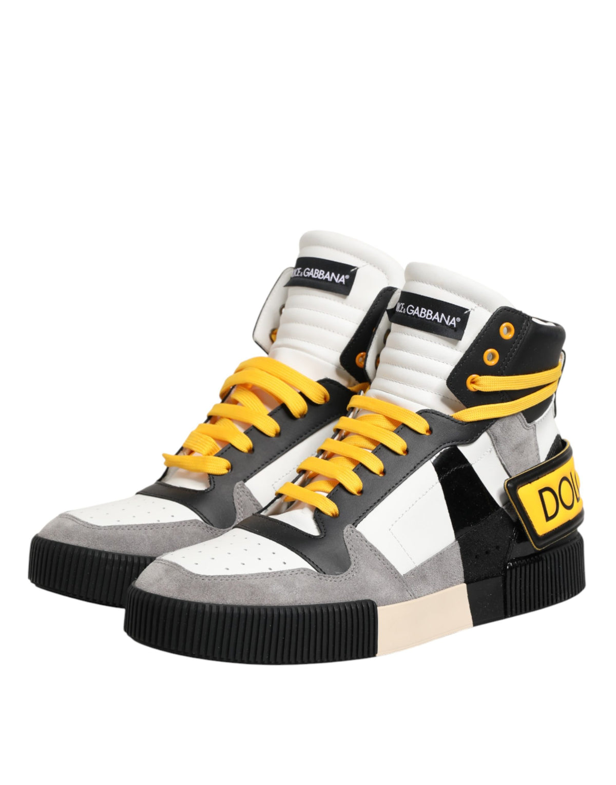 Dolce & Gabbana Multicolor Calf High Top Sneakers Men's Shoes