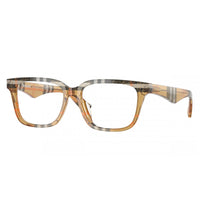 Burberry Eyeglasses Square Full Rim, Check Sand Frame and Clear Demo Lenses Lens BE2425D4146